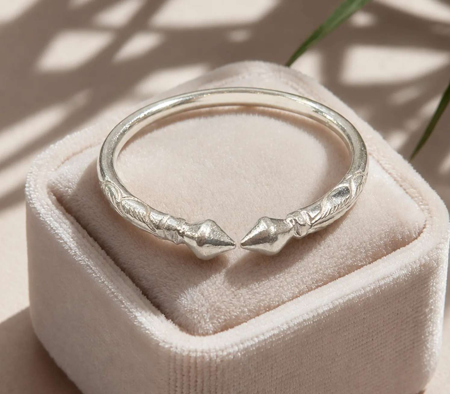 Kids Silver Engraved Pointer Cuff Bangle