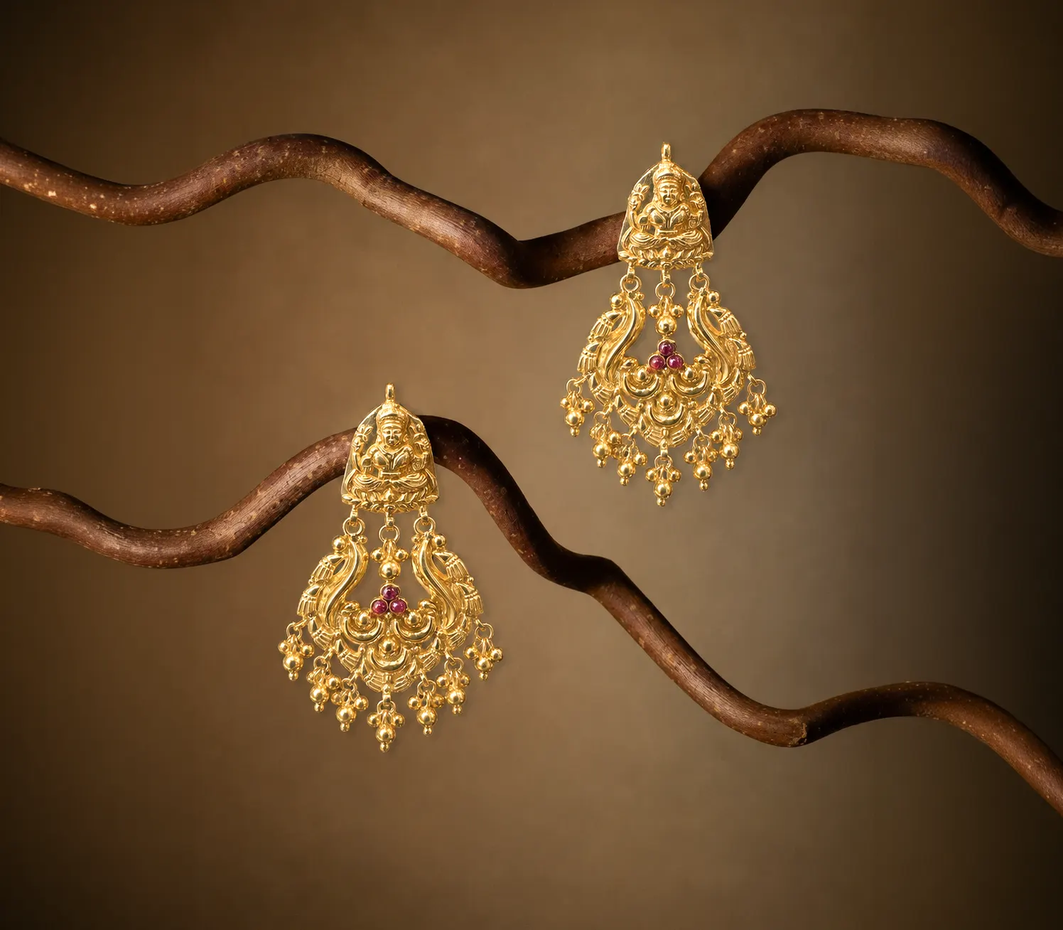 Temple Heritage Lakshmi & Peacock Drops