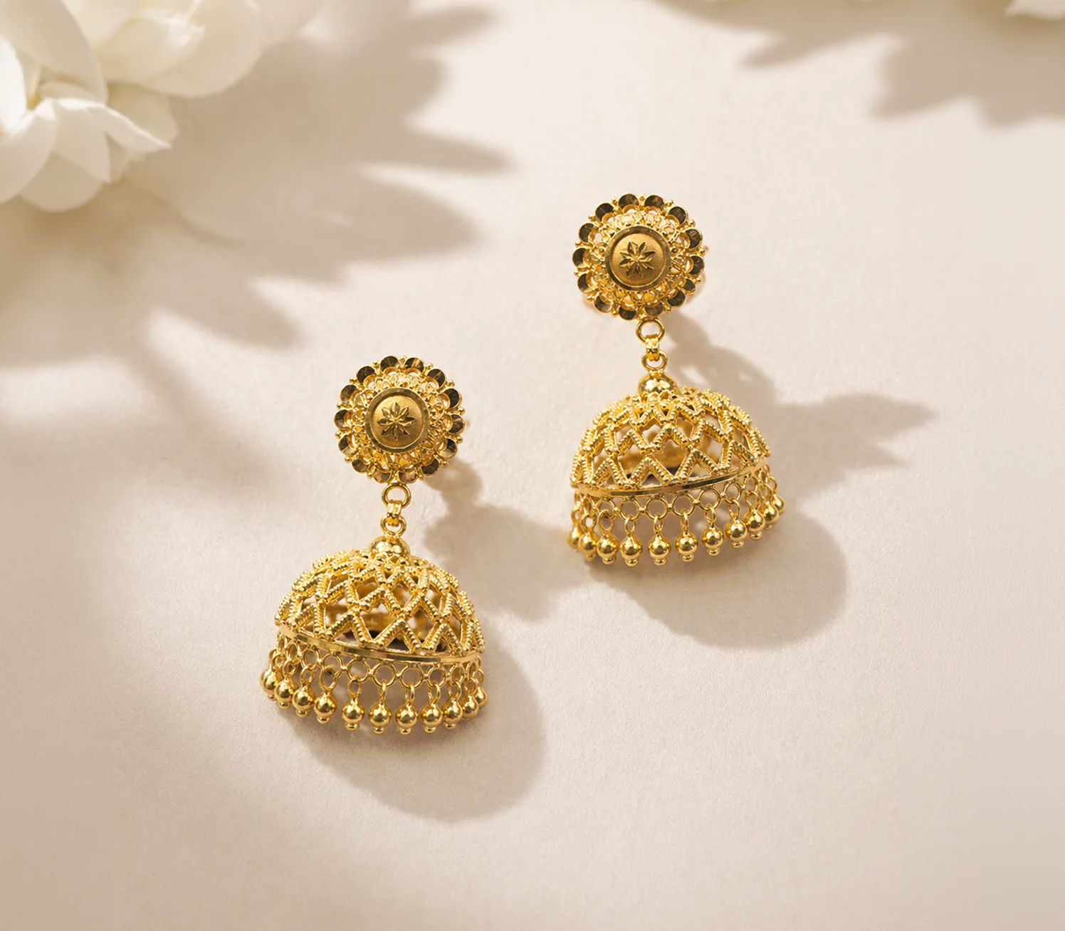 Heritage Chevron Mesh Jhumka Earrings
