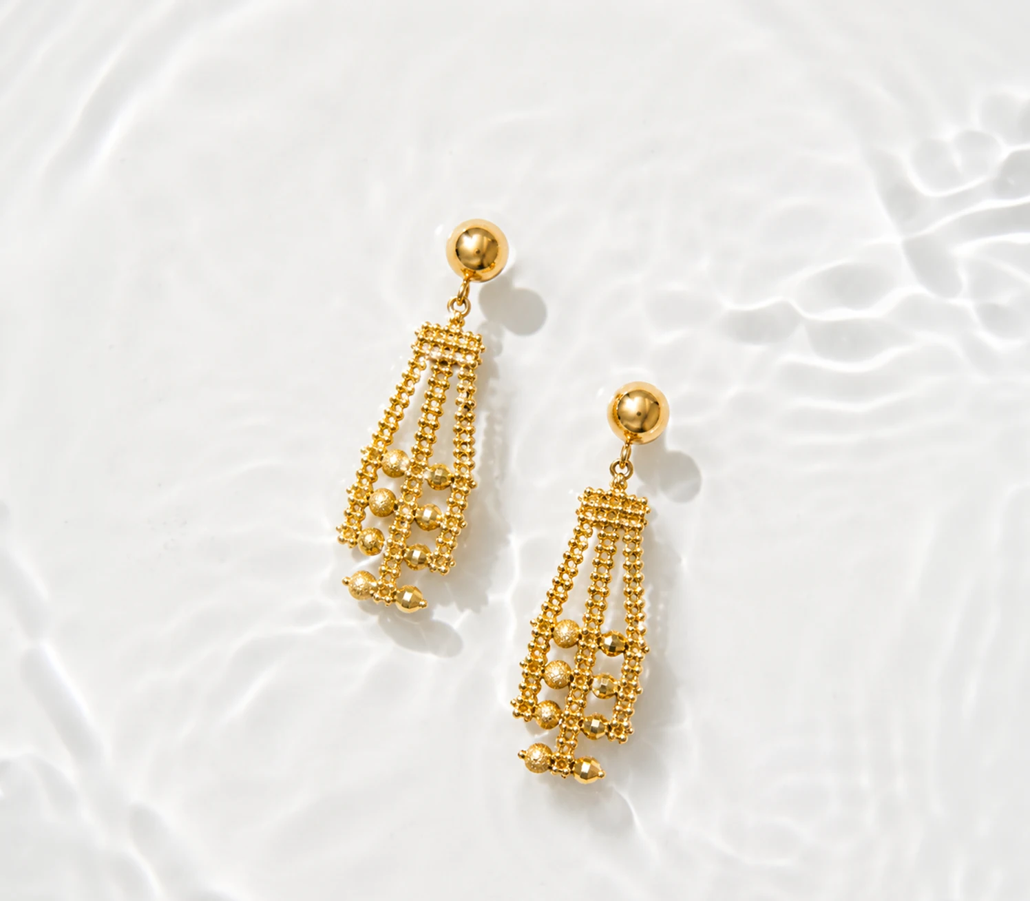 Modernist Linear Lattice Drop Earrings