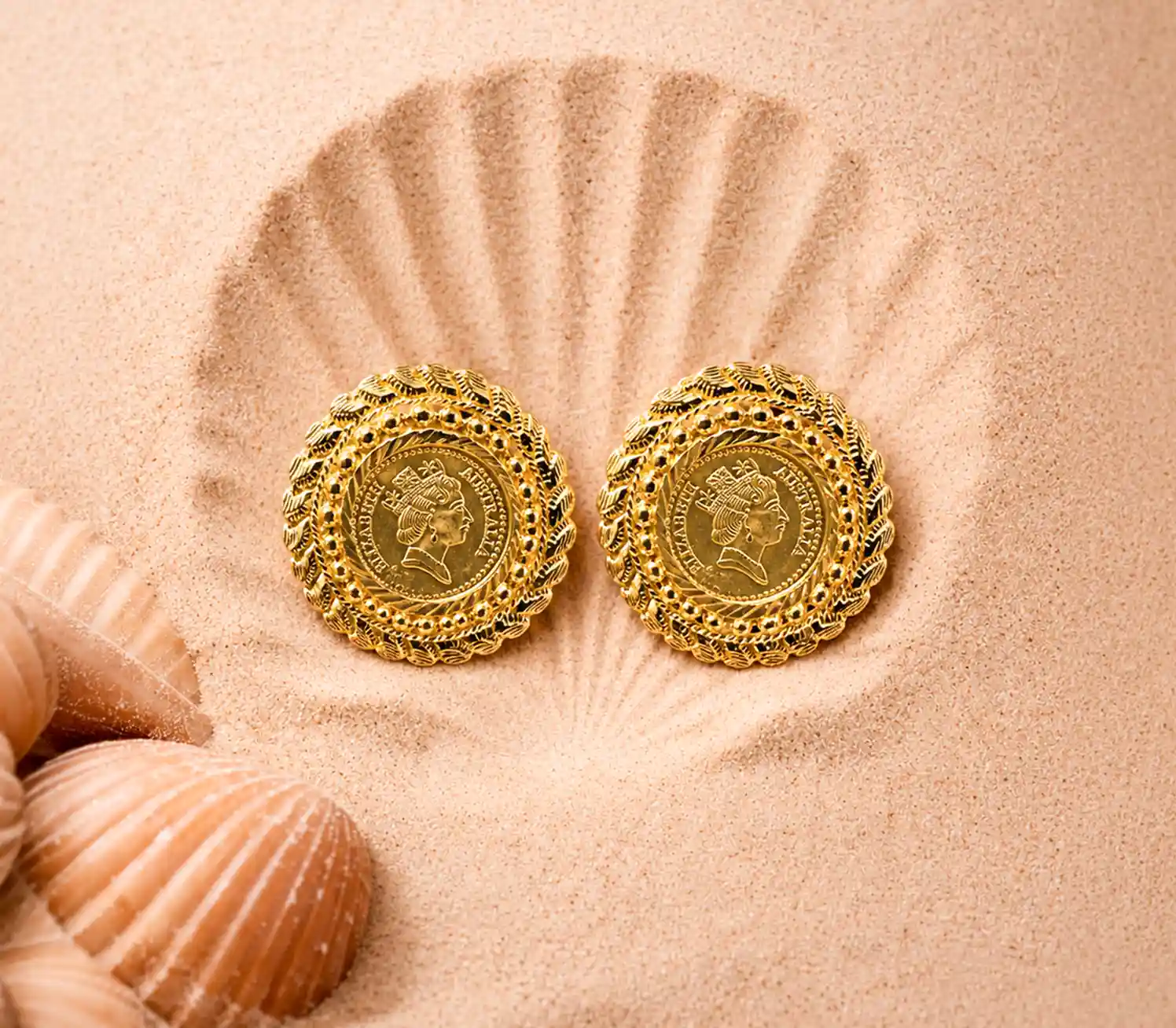 Vintage Sovereign Coin Stud Earrings