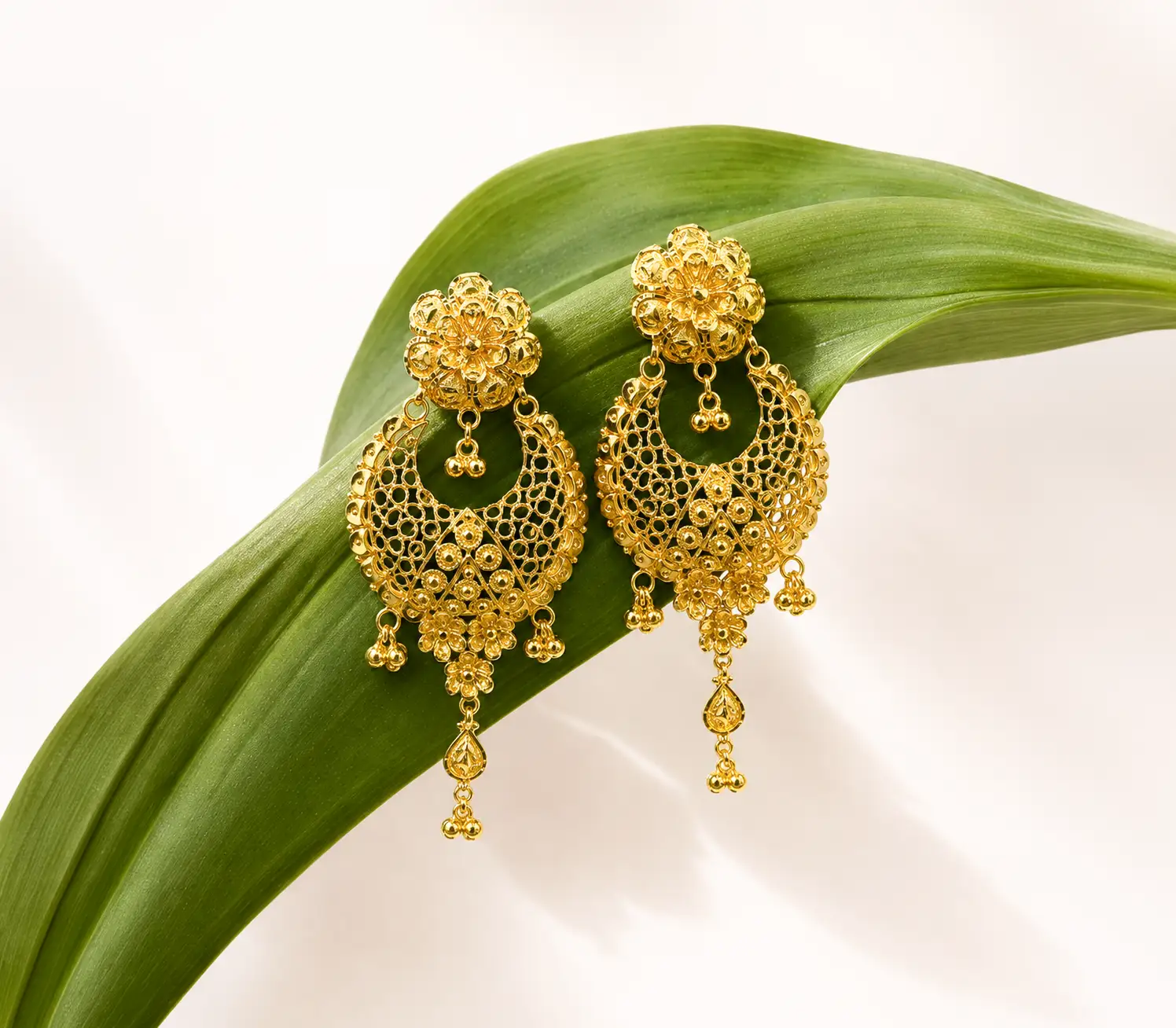 Floral Lattice Chandbali Drops
