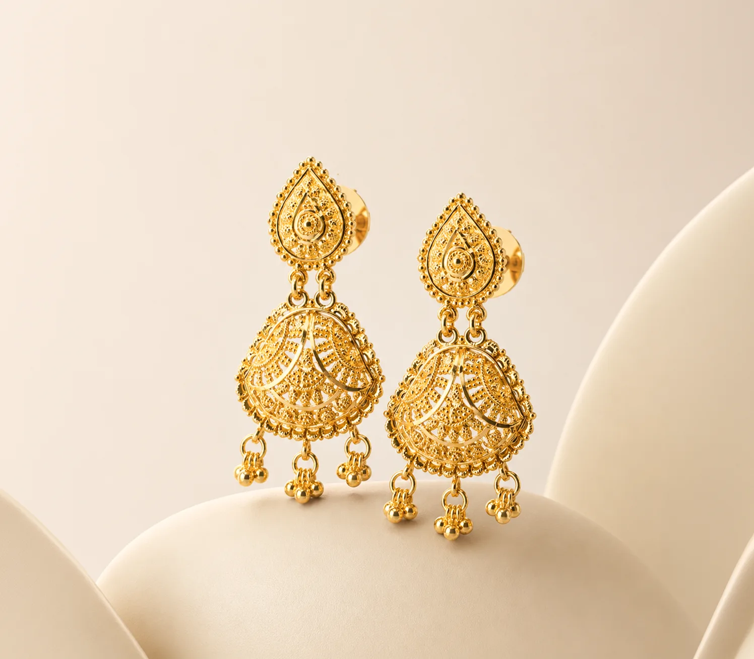 Classic Filigree Fan Jhumka Earrings
