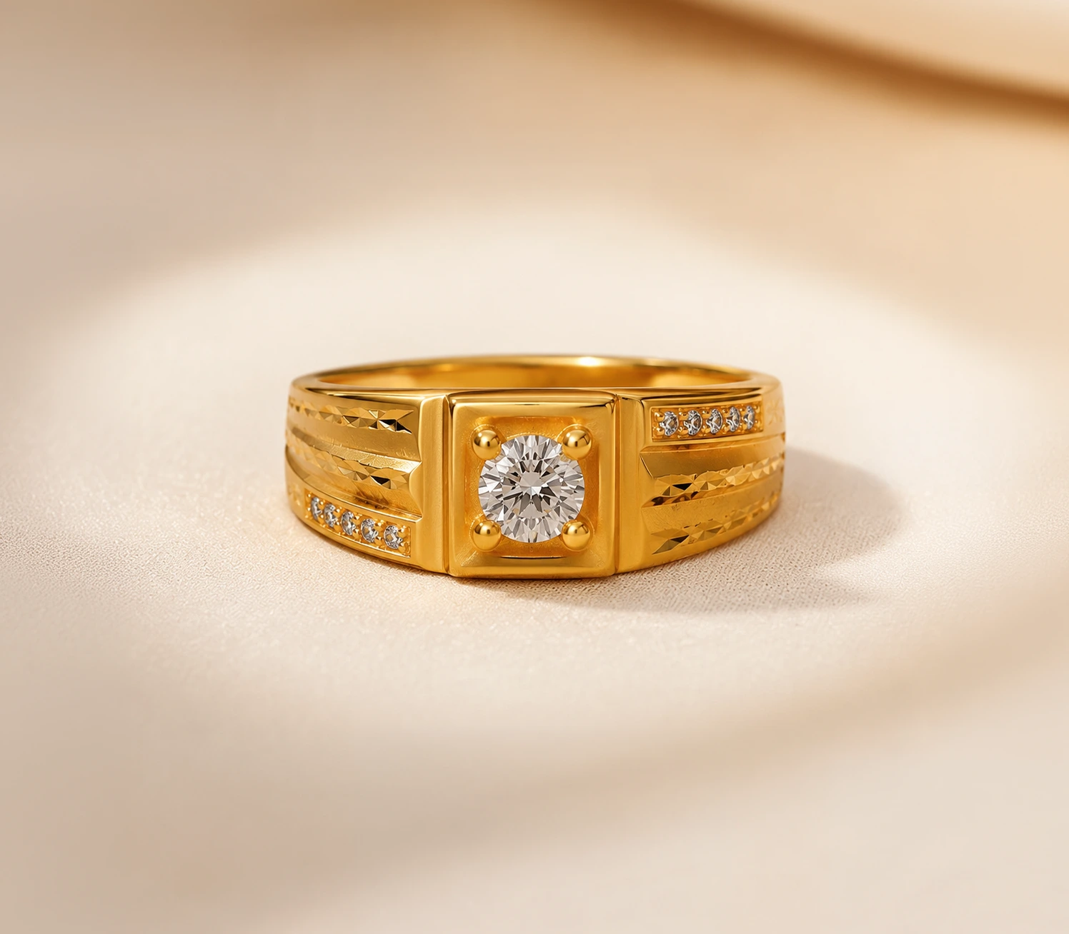 Classic Men’s Solitaire Signet Ring