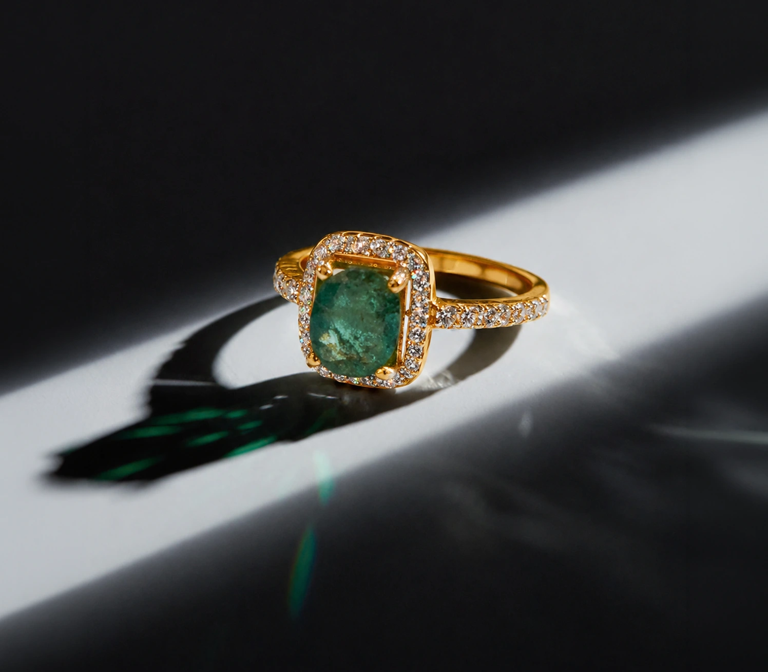 Emerald Halo Ring
