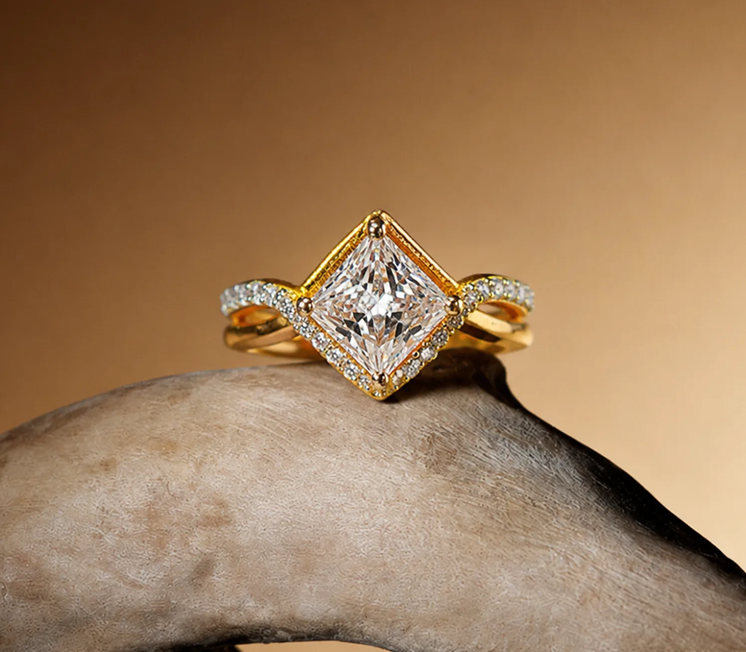 Princess Cut Kite Halo Ring