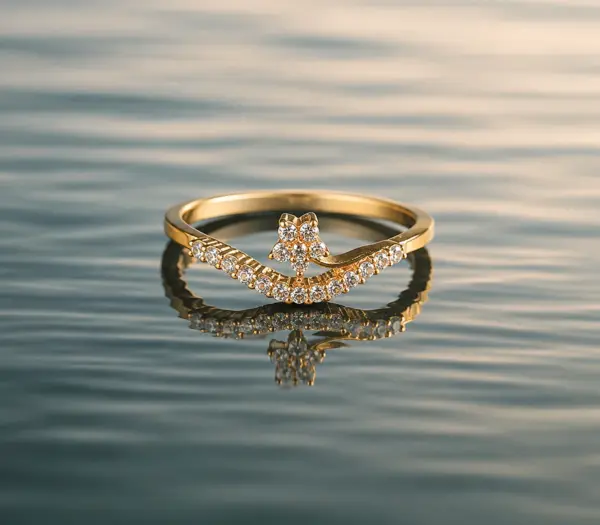 Curved Floral Tiara Ring