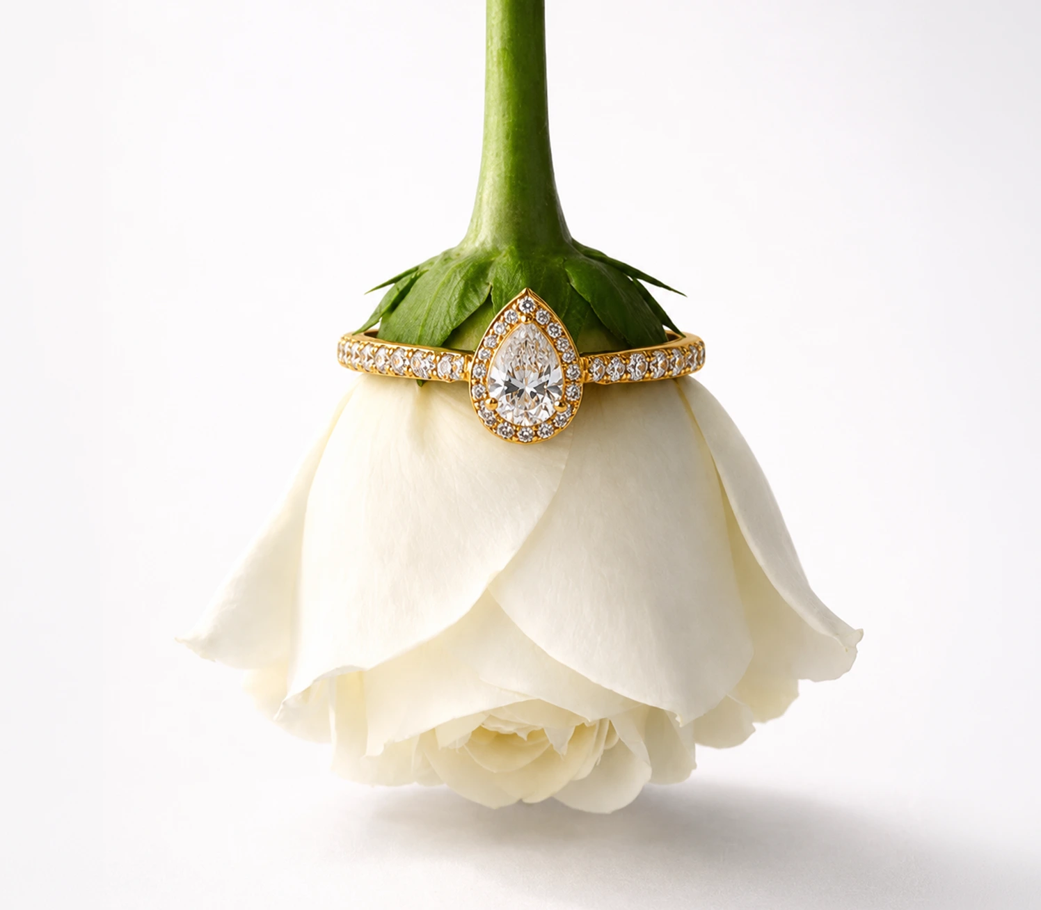 Pear Cut Halo Ring
